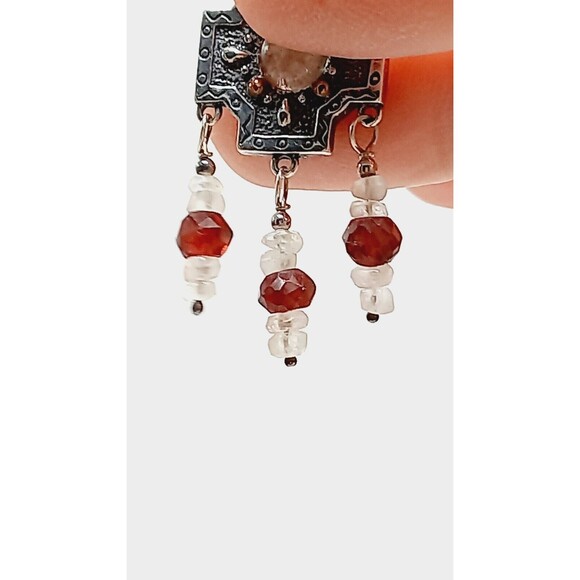 Carolyn Pollack Relios Sterling Crystal Garnet Bead Copper Accent Dangle Earring - Picture 6 of 11